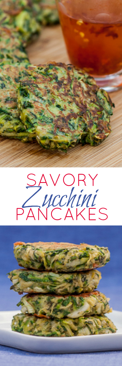 Grated and tossed with leeks, herbs, and blue cheese, zucchini pancakes give summer squash a whole new personality. Serve with spicy dipping sauces. This is an easy appetizer recipe to serve a crowd.