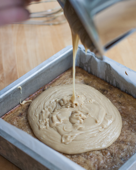 Banana-Chocolate Blondies with Penuche Frosting | Flour Arrangements