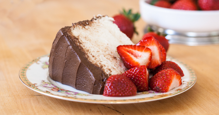 Angel Food Cake with Chocolate Frosting | Flour Arrangements