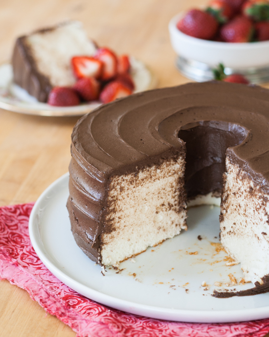 Angel Food Cake with Chocolate Frosting | Flour Arrangements