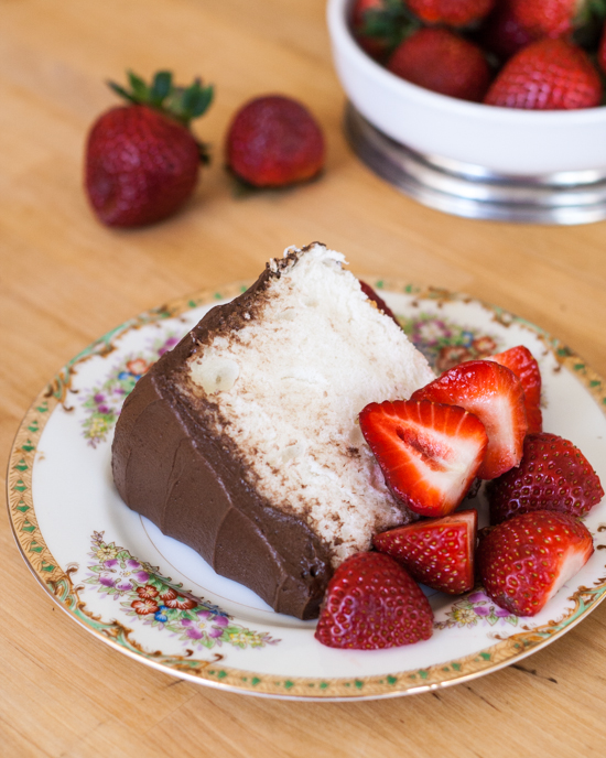 Angel Food Cake with Chocolate Frosting | Flour Arrangements