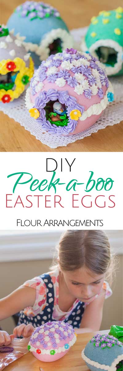 Peek-A-Boo Easter Eggs by Flour Arrangements. Making Peek-A-Boo Easter Eggs is a fun, kid-friendly project. With a little help, kids can take charge of measuring, mixing, shaping, and decorating.