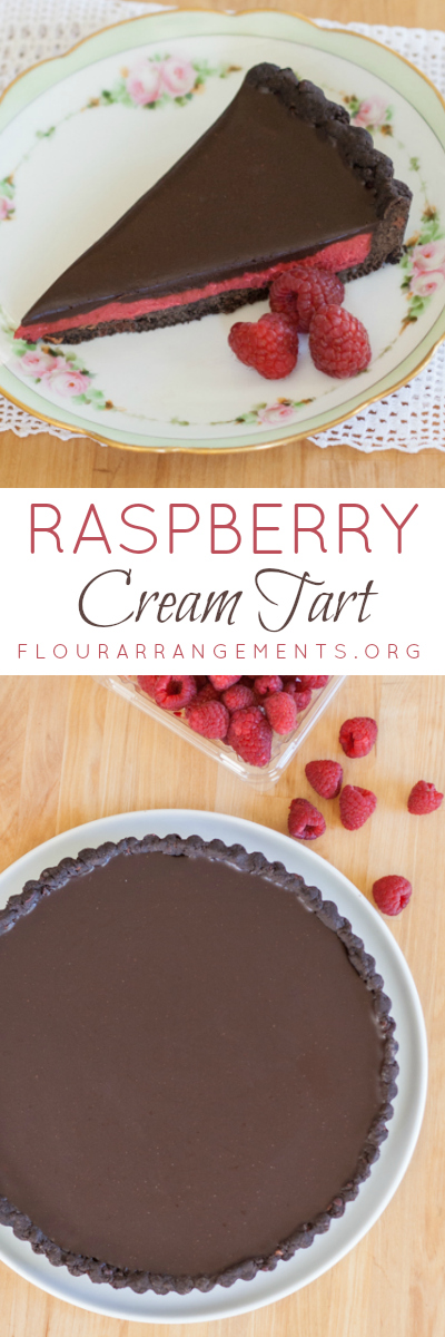 Tucked between rich chocolate ganache and a chocolate shortbread crust, creamy raspberry filling adds bold flavor to this Raspberry Cream Tart.