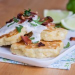 Savory Corn Pancakes with Lime-Cliantro Sour Cream | Flour Arrangements