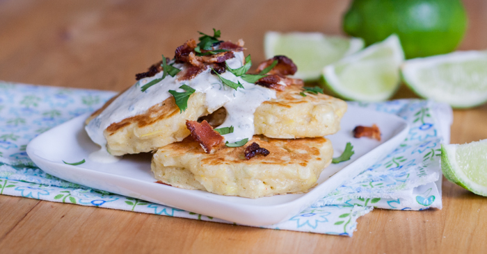 Savory Corn Pancakes with Lime-Cliantro Sour Cream | Flour Arrangements