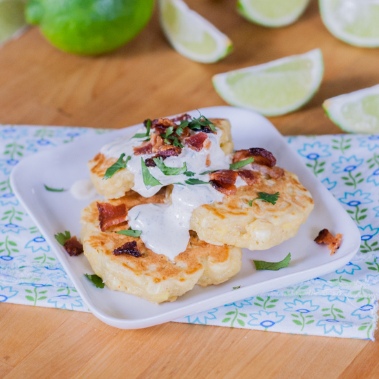 Savory Corn Pancakes with Lime-Cliantro Sour Cream | Flour Arrangements