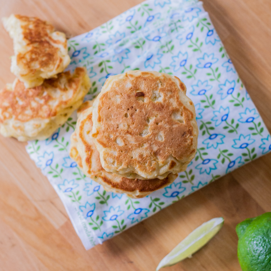 savory corn pancakes with lime cilantro sour cream -4