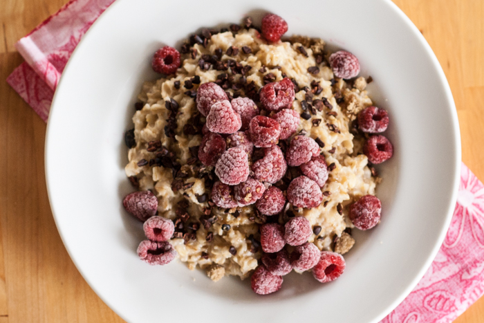 Oatmeal with Raspberries and Cocoa Nibs | Flour Arrangements