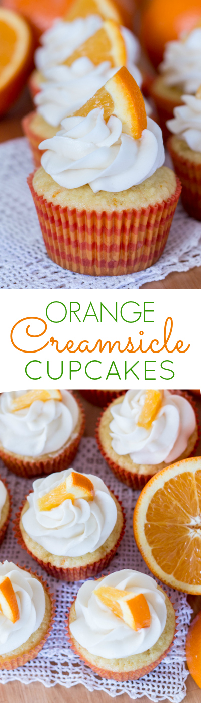 With fresh orange zest and juice mixed into the thick batter, these Orange Creamsicle Cupcakes bake into tender little treats with a deliciously sweet orange flavor. Topped with vanilla buttercream or freshly whipped cream, they're reminiscent of the classic orange-vanilla frozen bars. A perfect summer recipe!