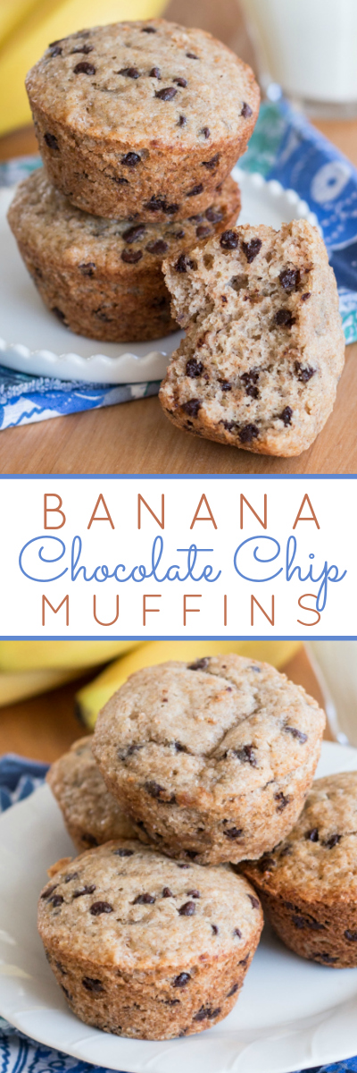 With just a hint of spice, these Banana Chocolate Chip Muffins deliver sweet banana bread goodness combined with rich chocolate decadence.