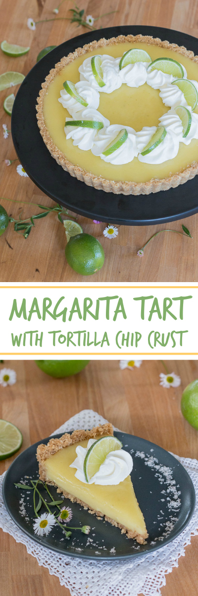 Sweet and tangy, this Margarita Tart includes fresh lime juice, tequila, and triple sec. A simple-to-prepare tortilla chip crust provides the perfect vessel for the smooth, creamy cocktail-inspired margarita filling. A great Cinco de Mayo recipe!