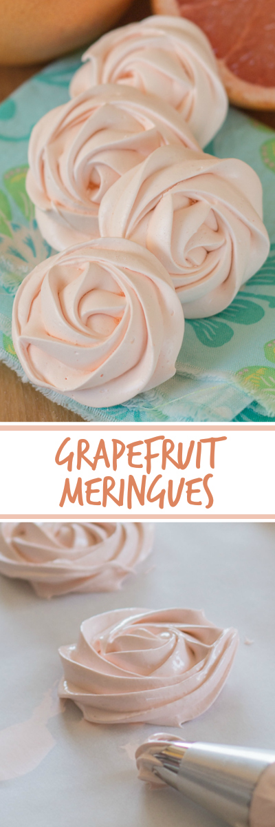 Light and crunchy, these grapefruit meringues taste spectacular on their own or as sweet accompaniment to a bowl of ice cream or fresh berries and cream. These pretty pastel roses would make a perfect edible decoration for a wedding or bridal shower.