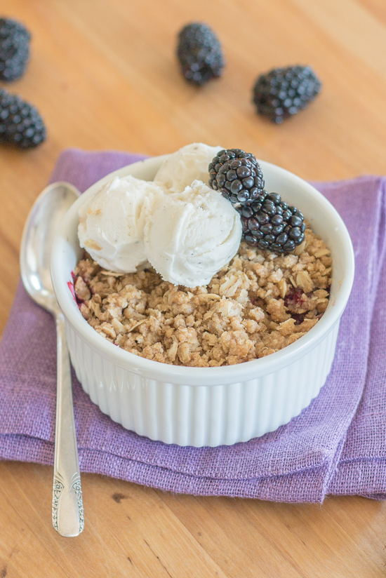 With minimal prep required, this blackberry crisp makes summer baking a breeze. Its sweet berry flavor and hint-of-spice oatmeal-streusel topping taste amazing oven-warm with rich vanilla ice cream.