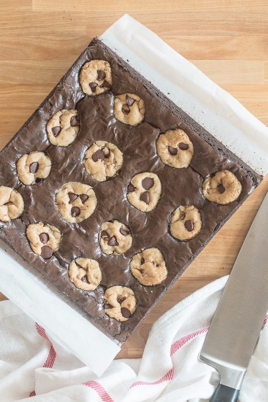 Why choose between cookies and brownies when you can have both? Enjoy rich chocolate brownies and chocolate chip cookies in one decadent bite. This mix-by-hand recipe for chocolate chip cookie brownies is surprisingly simple to prepare.