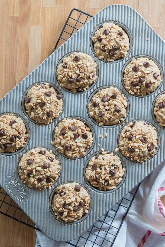 Nutty goodness and rich chocolate make a perfect match in these peanut butter chocolate chip muffins. This quick, simple recipe produces a satisfying, protein-packed snack or breakfast treat.