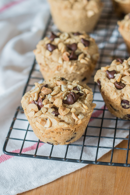 Nutty goodness and rich chocolate make a perfect match in these peanut butter chocolate chip muffins. This quick, simple recipe produces a satisfying, protein-packed snack or breakfast treat.