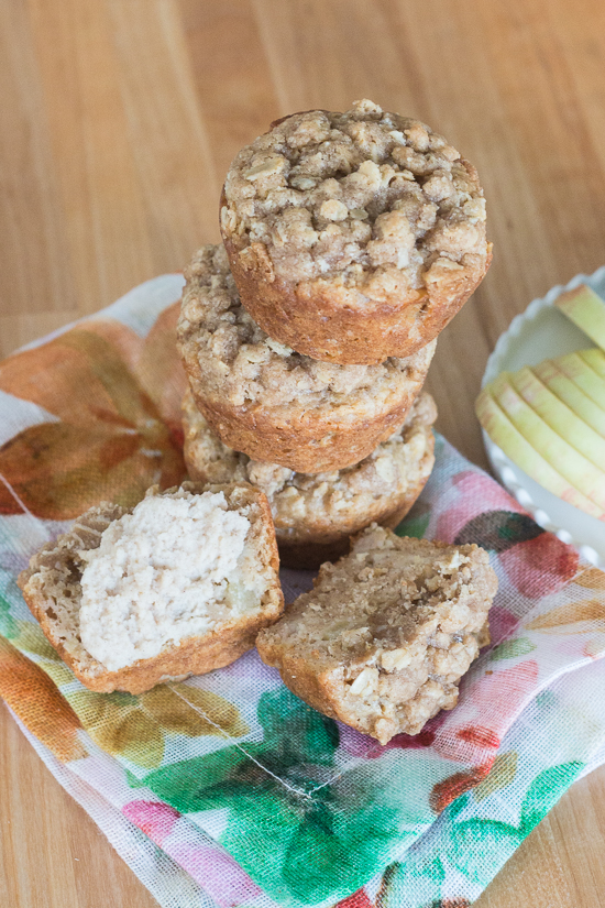 Packed with diced apple, sweetened with maple syrup, and spiced with cinnamon, these maple-oat apple muffins get extra sweetness and texture from a lightly spiced streusel topping. Oven warm and slathered with maple-cinnamon mascarpone, they're a perfect fall treat.