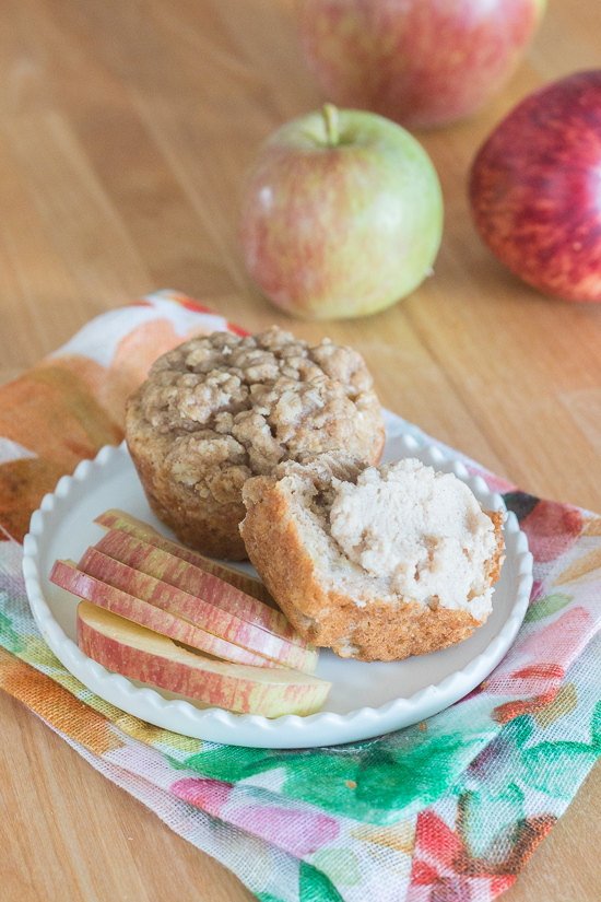 Packed with diced apple, sweetened with maple syrup, and spiced with cinnamon, these maple-oat apple muffins get extra sweetness and texture from a lightly spiced streusel topping. Oven warm and slathered with maple-cinnamon mascarpone, they're a perfect fall treat.