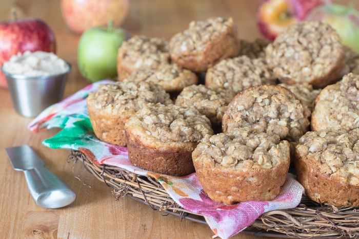 Packed with diced apple, sweetened with maple syrup, and spiced with cinnamon, these maple-oat apple muffins get extra sweetness and texture from a lightly spiced streusel topping. Oven warm and slathered with maple-cinnamon mascarpone, they're a perfect fall treat.