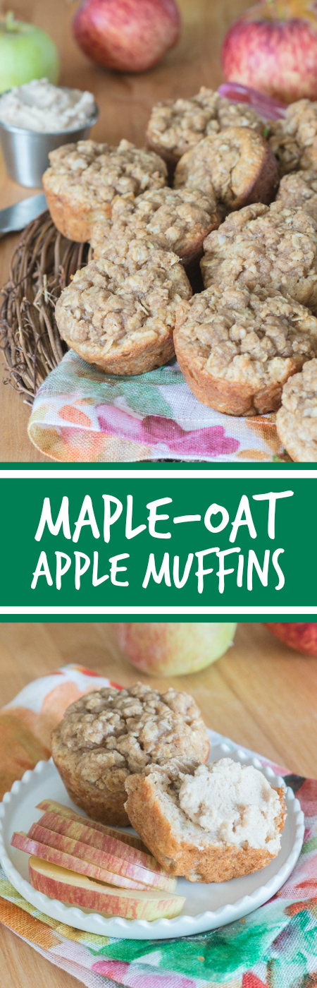 Packed with diced apple, sweetened with maple syrup, and spiced with cinnamon, these maple-oat apple muffins get extra sweetness and texture from a lightly spiced streusel topping. Oven warm and slathered with maple-cinnamon mascarpone, they're a perfect fall treat.