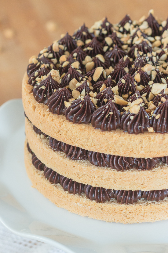 Sweet, nutty cake layers interspersed with a decadent ganache come together in this peanut butter cake with chocolate ganache. Indulgent and flavorful, this cake is a peanut butter lover's dream. 