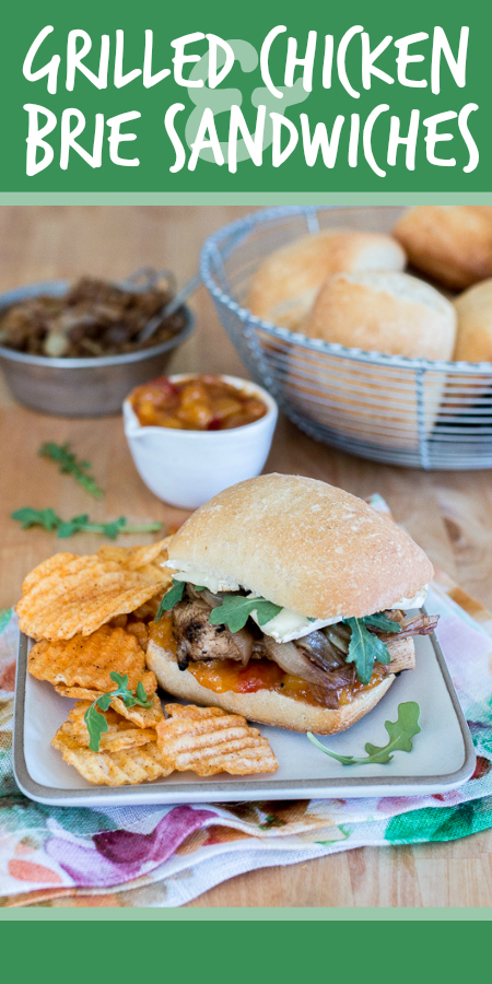 These Grilled Chicken and Brie Sandwiches with Mango Chutney and Balsamic Onions make a perfect meal or party dish! Ciabatta, with its chewy open texture, offers up plenty of nooks and crannies to capture the rich, creamy Brie, tangy mango chutney, and tender balsamic onions.