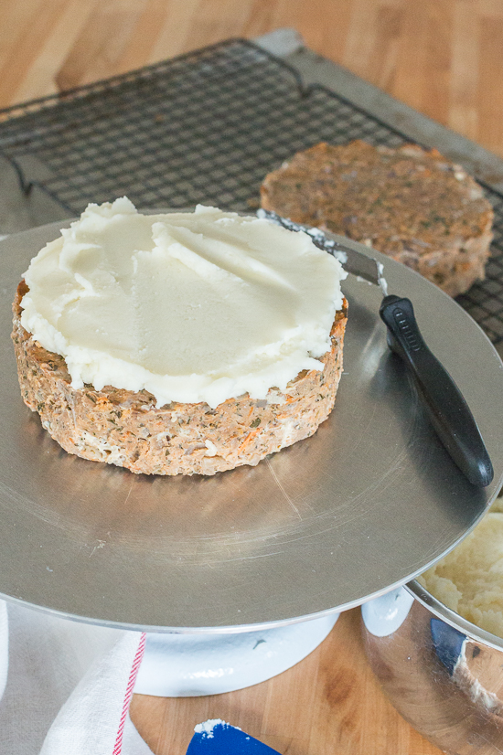 Surprise your friends and family on April Fools' Day with this comfort-food-gone-fancy Meatloaf Cake. Each slice delivers a perfect serving of savory, flavorful meatloaf covered with smooth, creamy Gruyere mashed potatoes.