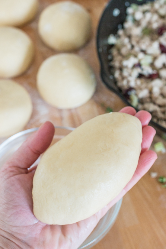 Light, tender dough encases a warm, thyme-laced turkey filling in these Turkey Cranberry Runzas. These deliciously satisfying stuffed rolls taste like an inside-out turkey dinner. 