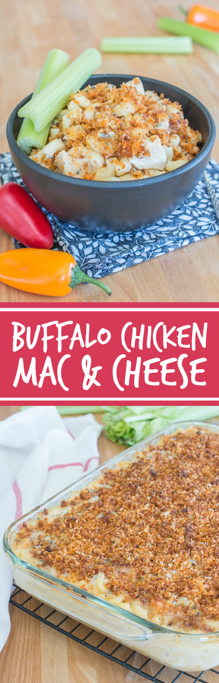 This Buffalo Chicken Macaroni and Cheese recipe delivers classic comfort food with an attitude. From the crisp, fiery breadcrumb topping to the creamy, rich Gorgonzola sauce, this chicken and pasta dish will satisfy your taste buds with a serious explosion of flavors. 