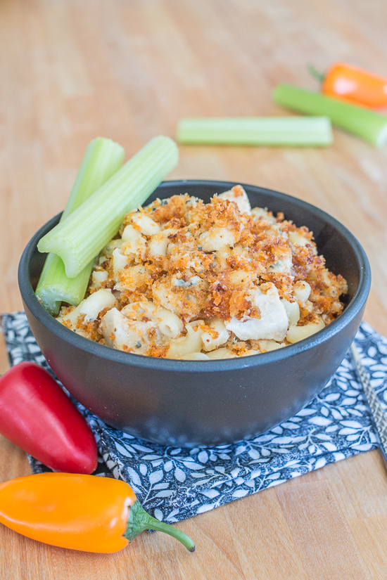 This Buffalo Chicken Macaroni and Cheese recipe delivers classic comfort food with an attitude. From the crisp, fiery breadcrumb topping to the creamy, rich Gorgonzola sauce, this chicken and pasta dish will satisfy your taste buds with a serious explosion of flavors. 