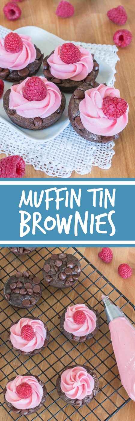 Short and petite, these Muffin Tin Chocolate Brownies deliver a rich chocolate punch with a sweet burst of raspberry frosting. With an elegant swirl of buttercream, they’re perfect celebration treats for smaller appetites.