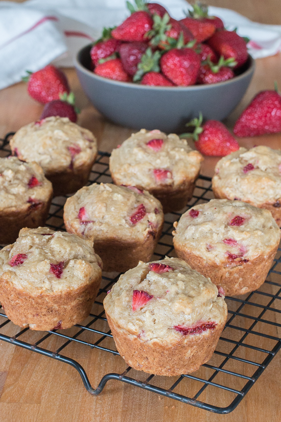 These Strawberry Oat Muffins deliver bursts of fresh strawberry goodness in a tender, hint-of-vanilla packaging. Perfect for breakfast, brunch or snack time, this quick and easy recipe produces flavorful, delightfully textured muffins that disappear in a flash.