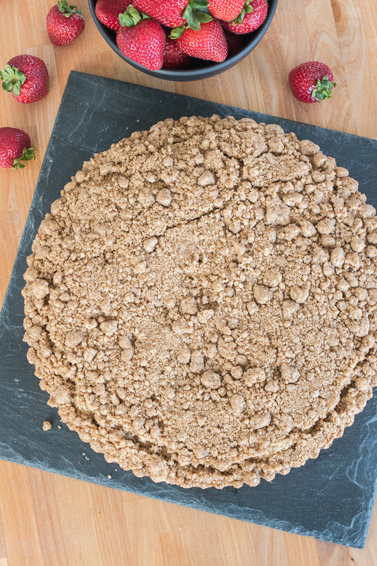 Simple yet indulgent, this New York-Style Crumb Cake features a thick, satisfying layer of cinnamon-brown sugar topping that perfectly complements the light and tender vanilla cake beneath it.