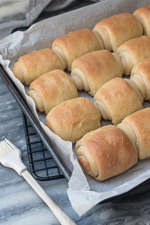 With butter mixed into the dough, butter spread over the dough during shaping, and butter slathered on top straight from the oven, these Buttery Spiral Rolls certainly earn their name. In addition to their richness, they’re fluffy, tender, and so satisfying to unroll while eating. 