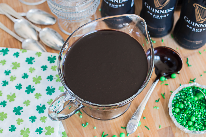 Turn a simple hot fudge sundae into a St. Patrick's Day treat with this easy Guinness Hot Fudge Sauce recipe. 