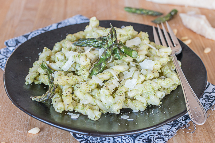 This easy-to-prepare Asparagus Pesto Pasta delivers a rich, nutty dish full of asparagus flavor.  