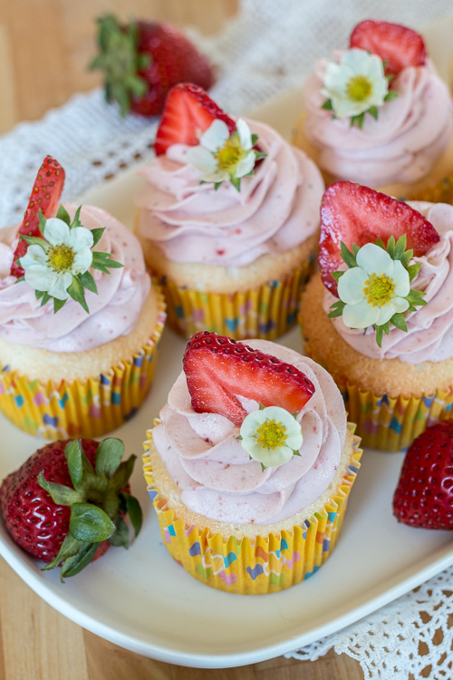 The airy, delicate texture of these Angel Food Cupcakes pairs perfectly with sweet and light Strawberry Whipped Cream. 