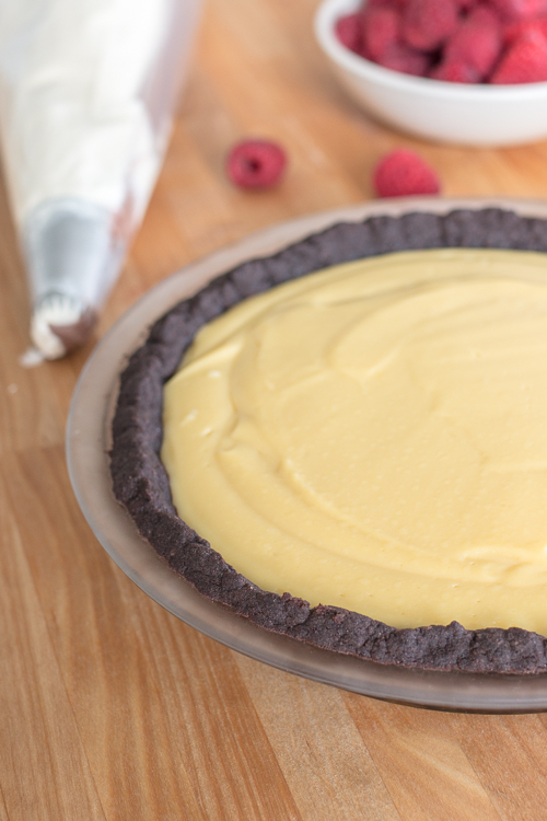Smooth, luscious vanilla pudding combines delightfully with a tender-crisp chocolate crust in this Vanilla Cream Pie recipe.