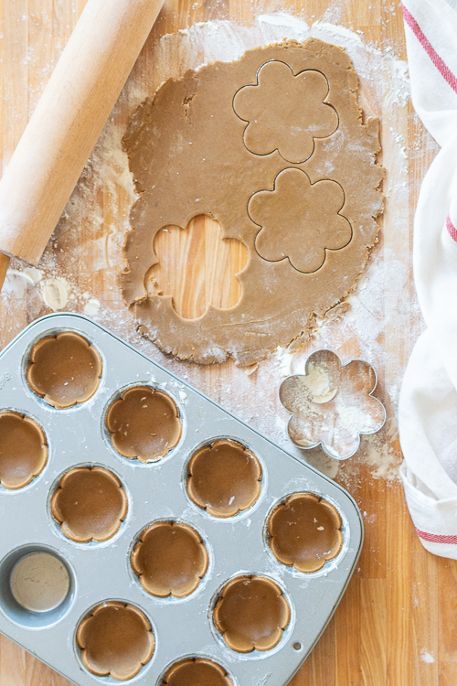 Mini Salted Caramel Chocolate Tarts in Gingerbread Cookie Cups Spicy gingerbread cookie crusts provide a bold, flavorful backdrop for sweet caramel and rich, smooth ganache in these Mini Salted Caramel-Chocolate Tarts.