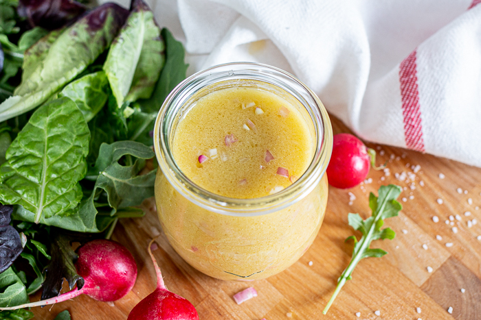 With a tangy kick from apple cider vinegar, this Shallot-Dijon Vinaigrette adds incredible flavor to simple salads and beyond.