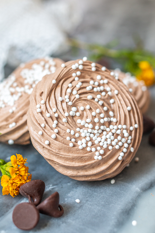 With crisp, crunchy exteriors and gooey, soft centers, these Chocolate Meringue Cookies deliver rich chocolate flavor with an impossibly light and airy texture.