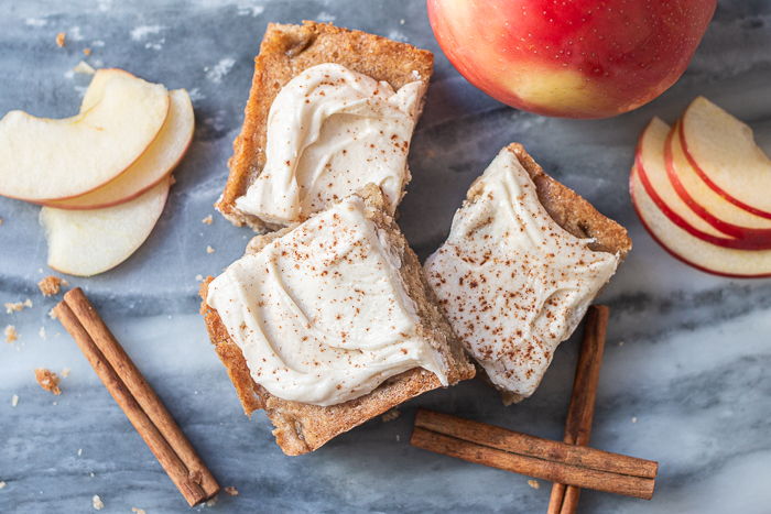 Apple Blondies with Maple Frosting Sweet Apple Blondies with Maple Frosting deliver deliciously satisfying fall flavors in this easy, comforting recipe.