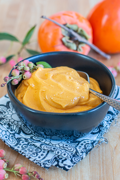 Ready to enjoy in minutes, this Persimmon Ice Cream delivers a sweet, soft serve treat full of distinctive persimmon flavor.