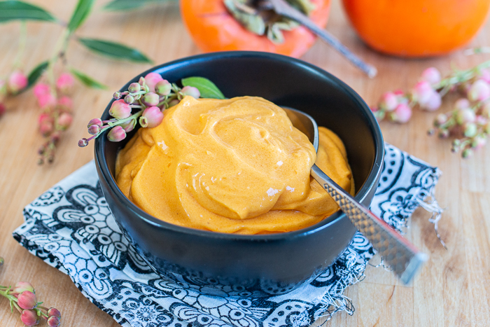 Ready to enjoy in minutes, this Persimmon Ice Cream delivers a sweet, soft serve treat full of distinctive persimmon flavor.