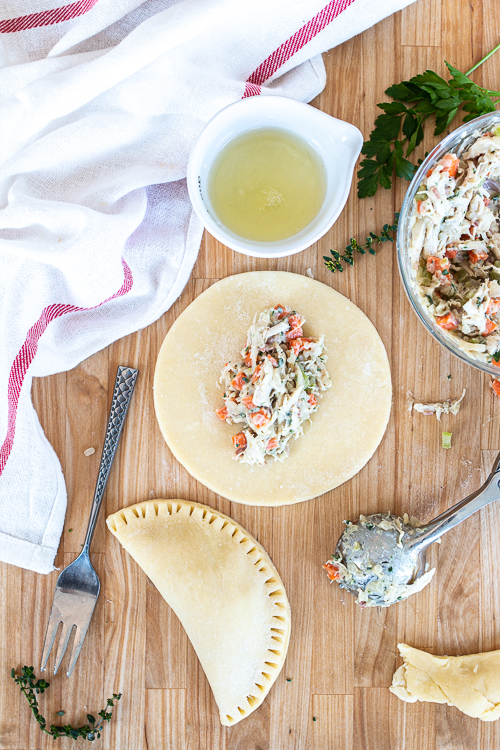 Chicken Pot Pie Turnovers deliver the homey comfort of chicken pot pie in a tidy package that’s perfect for eating by hand. 