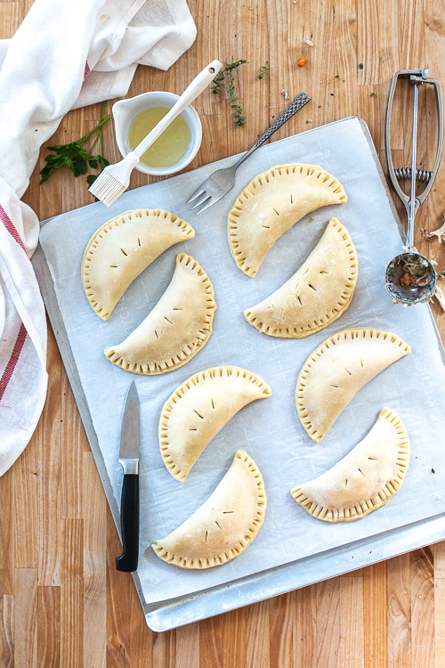 Chicken Pot Pie Turnovers deliver the homey comfort of chicken pot pie in a tidy package that’s perfect for eating by hand. 