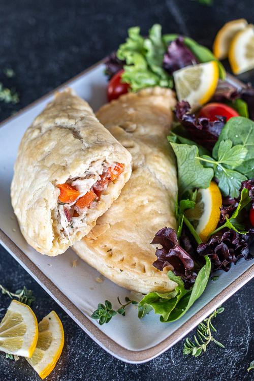 Chicken Pot Pie Turnovers deliver the homey comfort of chicken pot pie in a tidy package that’s perfect for eating by hand. 