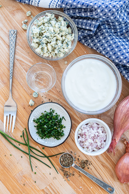 Thick and creamy from a yogurt base, this Tangy Blue Cheese Dressing tastes incredible on salads or as a satisfying, flavorful dip for fresh veggies. 