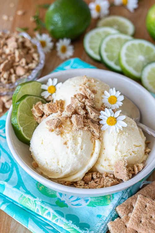  This sweet and tangy Lime Ice Cream makes a super refreshing treat. Topped with crumbled graham crackers, it's reminiscent of Key Lime Pie!