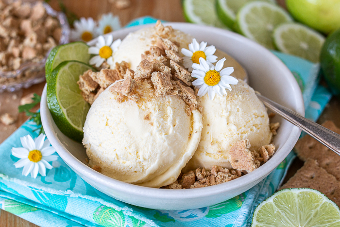  This sweet and tangy Lime Ice Cream makes a super refreshing treat. Topped with crumbled graham crackers, it's reminiscent of Key Lime Pie!